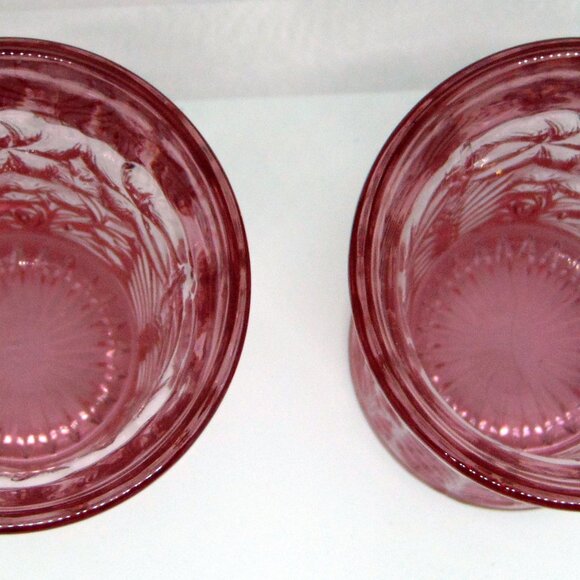 2 L.E. Smith Dark Pink Dogwood with Tiger Lilies Tumblers Great Condition - Picture 3 of 4